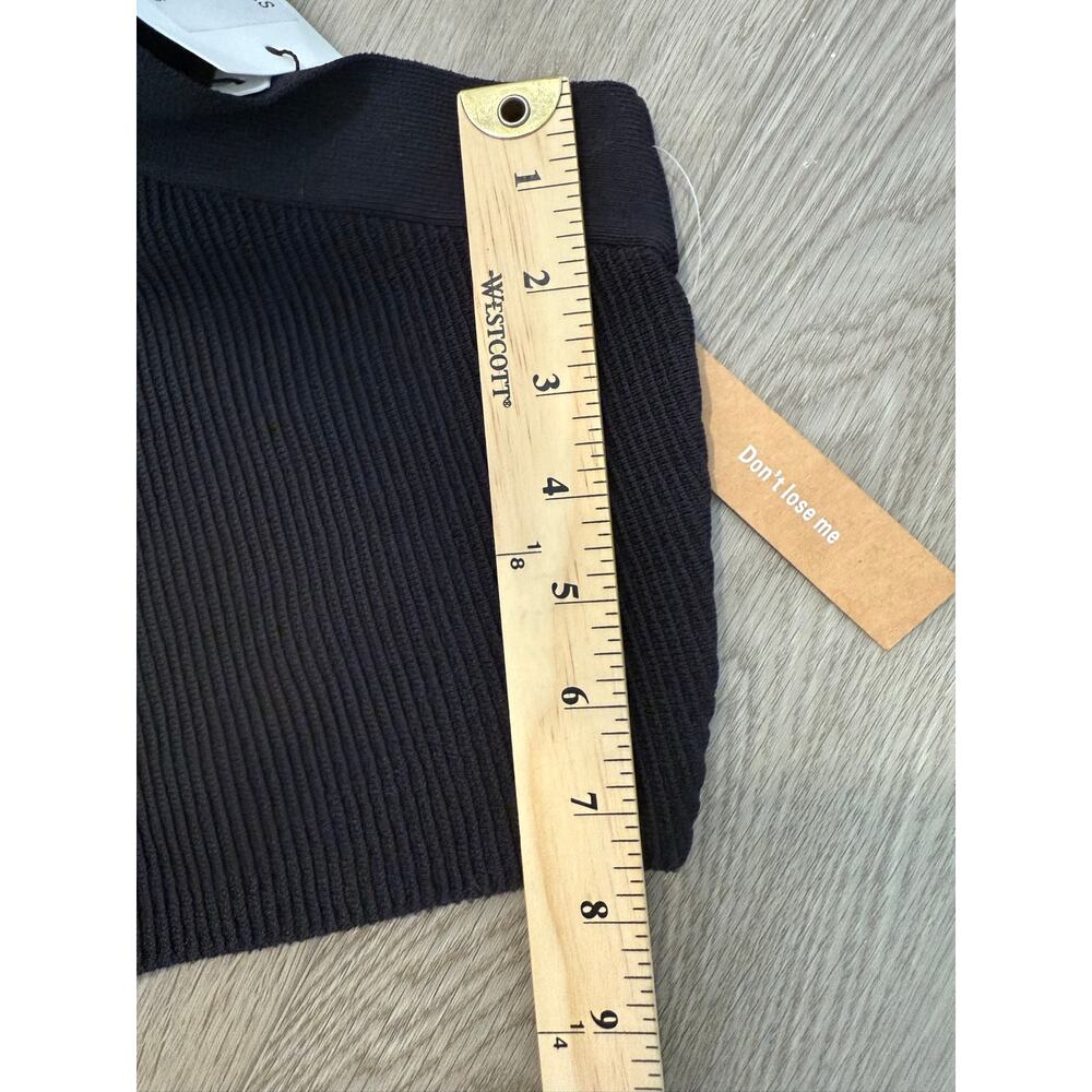 Black Halter Neck Ribbed Top - Picture 5 of 7